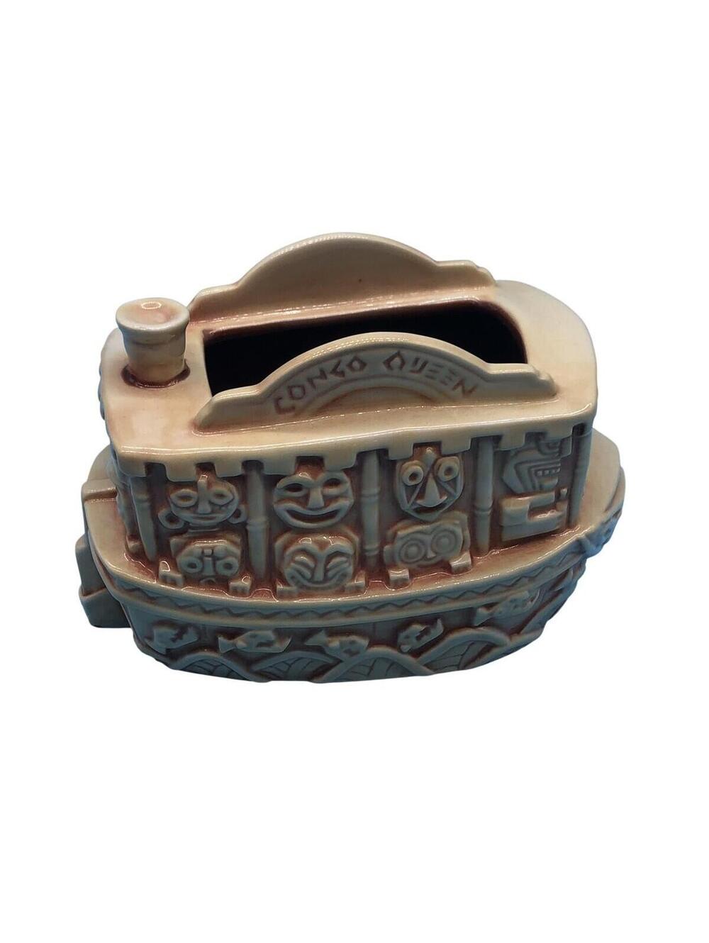 Disney Trader Sam's Congo Queen Jungle Cruise Boat Tiki Mug 1st Edition Brown